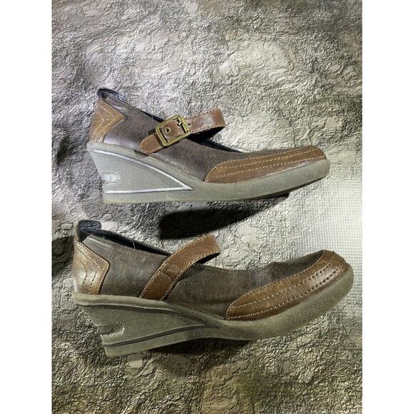 JUMP Brown Leather Mary Jane Wedge Shoes Style Name: SENS Sz US 9 - Picture 9 of 12